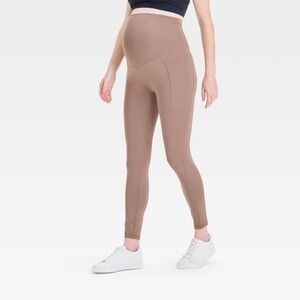 Maternity High-Waist Leggings in Taupe